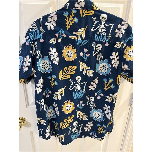Rare Reverse Threads Floral Skeletons Button Down Men’s Size Large EUC - Picture 7 of 10